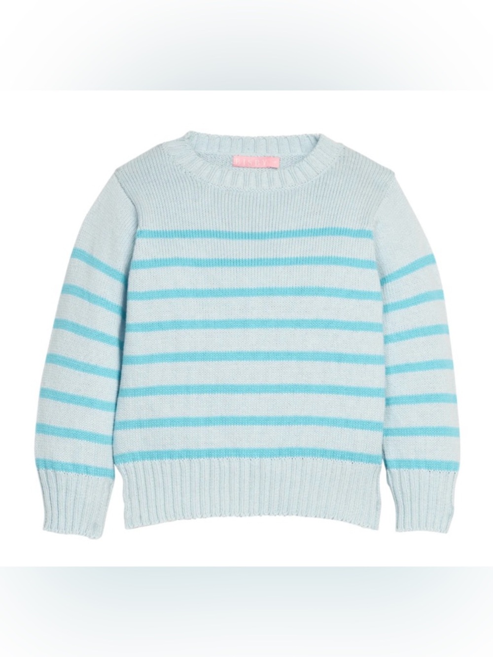 New Bisby Girls Stripe Cotton Sweater size 7 in Aqua - Picture 1 of 6